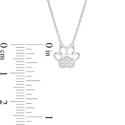 Natural Diamond Accent Heart Paw Print Necklace in 10K White Gold