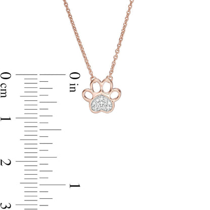 Natural Diamond Accent Heart Paw Print Necklace in 10K Rose Gold