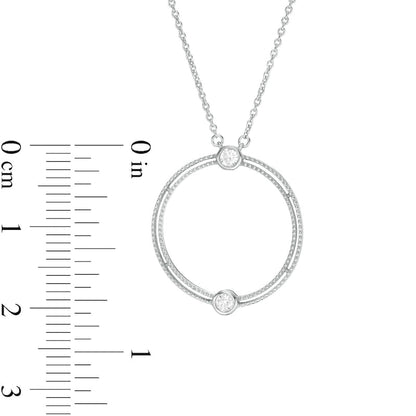 0.1 CT. T.W. Natural Diamond Double Row Open Circle Necklace in 10K White Gold