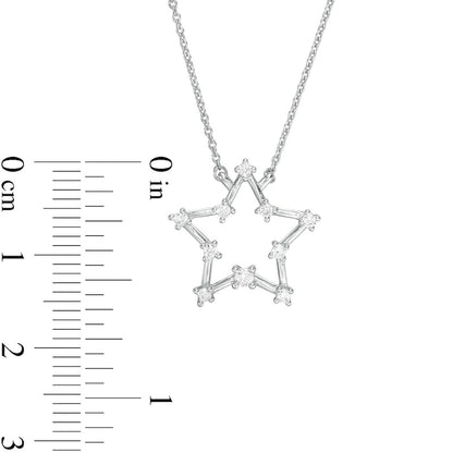 0.17 CT. T.W. Natural Diamond Star Necklace in 10K White Gold