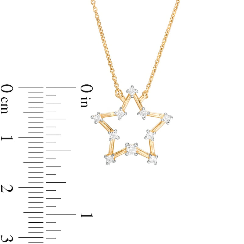 0.17 CT. T.W. Natural Diamond Star Necklace in 10K Yellow Gold