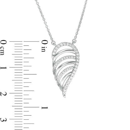 0.2 CT. T.W. Natural Diamond Multi-Row Single Wing Necklace in 10K White Gold