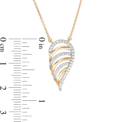 0.2 CT. T.W. Natural Diamond Multi-Row Single Wing Necklace in 10K Yellow Gold