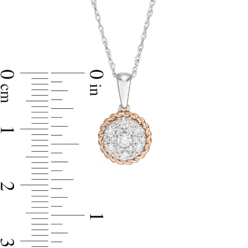 0.33 CT. T.W. Composite Natural Diamond Rope Frame Pendant in 10K Two-Tone Gold
