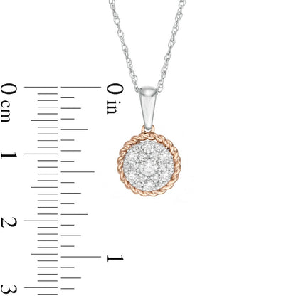 0.33 CT. T.W. Composite Natural Diamond Rope Frame Pendant in 10K Two-Tone Gold