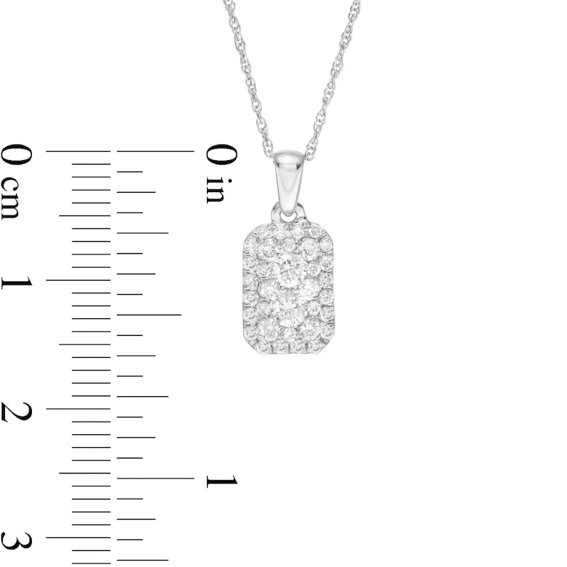 0.38 CT. T.W. Composite Natural Diamond Rectangle Pendant in 10K White Gold