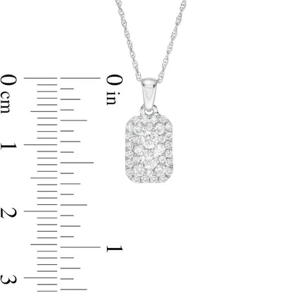 0.38 CT. T.W. Composite Natural Diamond Rectangle Pendant in 10K White Gold