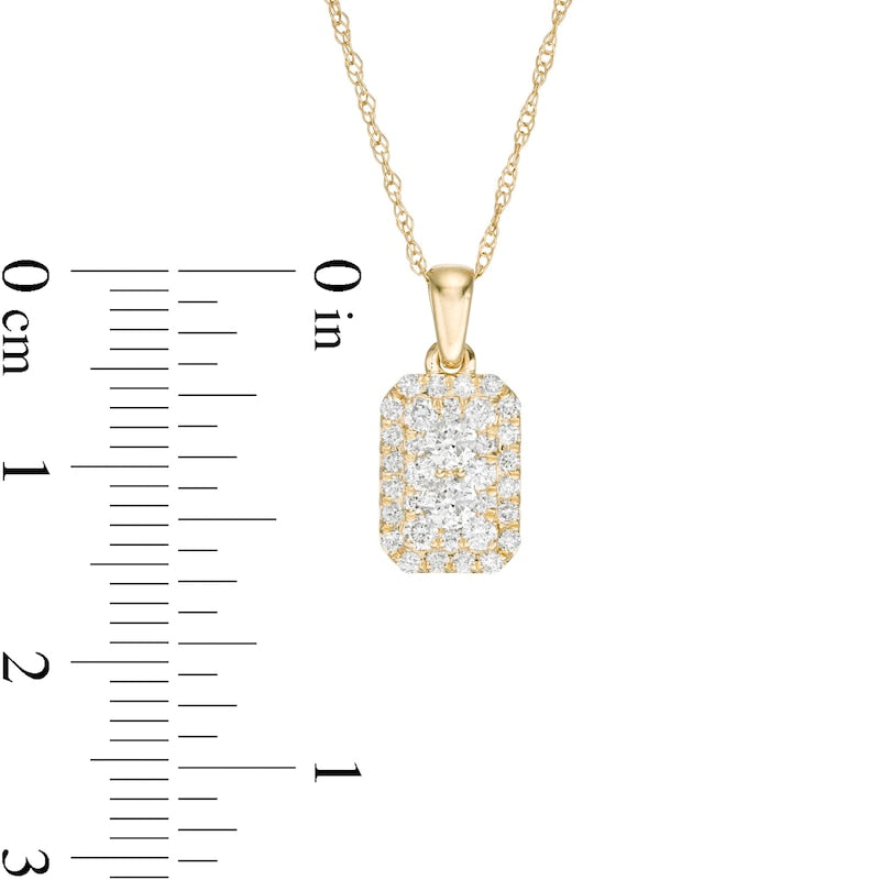 0.38 CT. T.W. Composite Natural Diamond Rectangle Pendant in 10K Yellow Gold