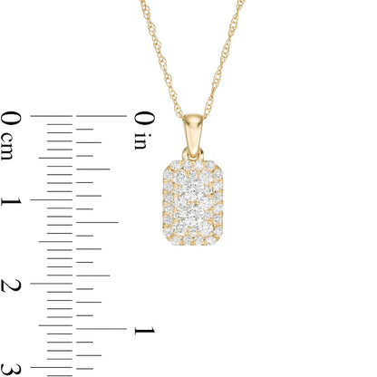 0.38 CT. T.W. Composite Natural Diamond Rectangle Pendant in 10K Yellow Gold