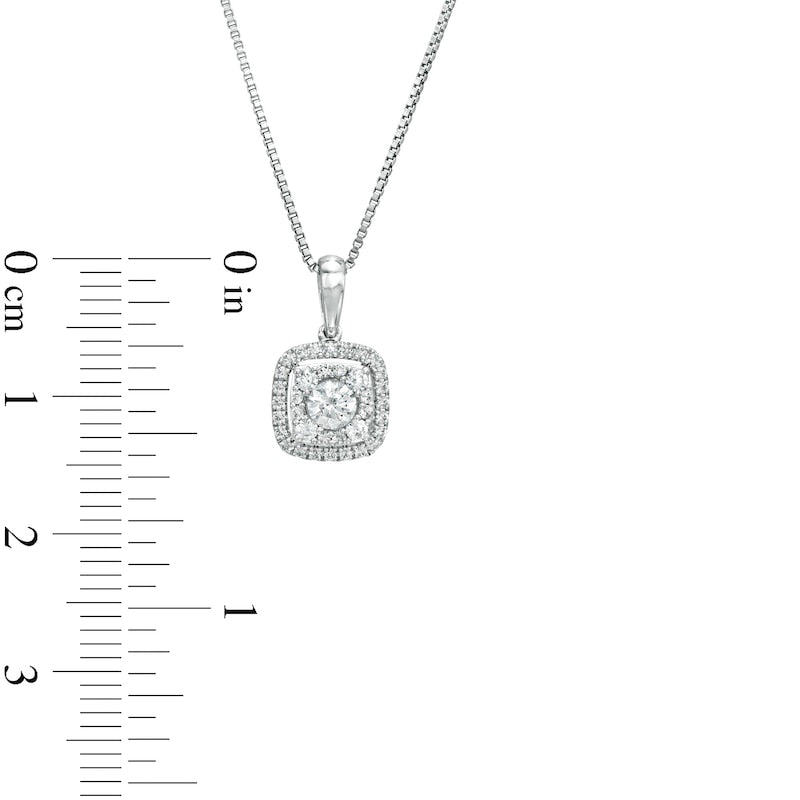 0.38 CT. T.W. Natural Diamond Cushion Frame Pendant in 10K White Gold