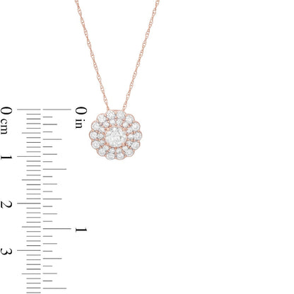 0.75 CT. T.W. Natural Diamond Flower Frame Pendant in 14K Rose Gold