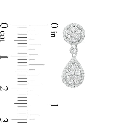 0.75 CT. T.W. Composite Diamond Halo Frame Teardrop Earrings in 14K White Gold