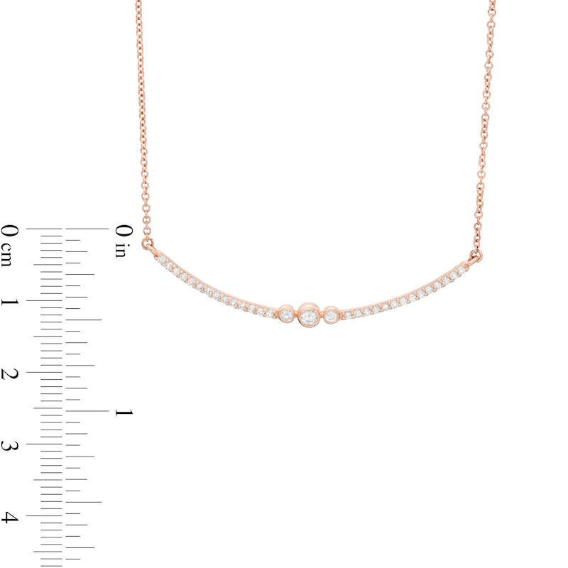 0.25 CT. T.W. Natural Diamond Curved Bar Necklace in 10K Rose Gold