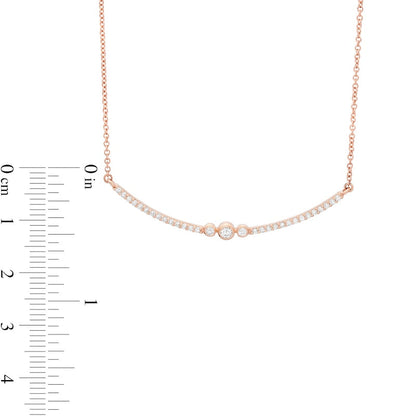 0.25 CT. T.W. Natural Diamond Curved Bar Necklace in 10K Rose Gold