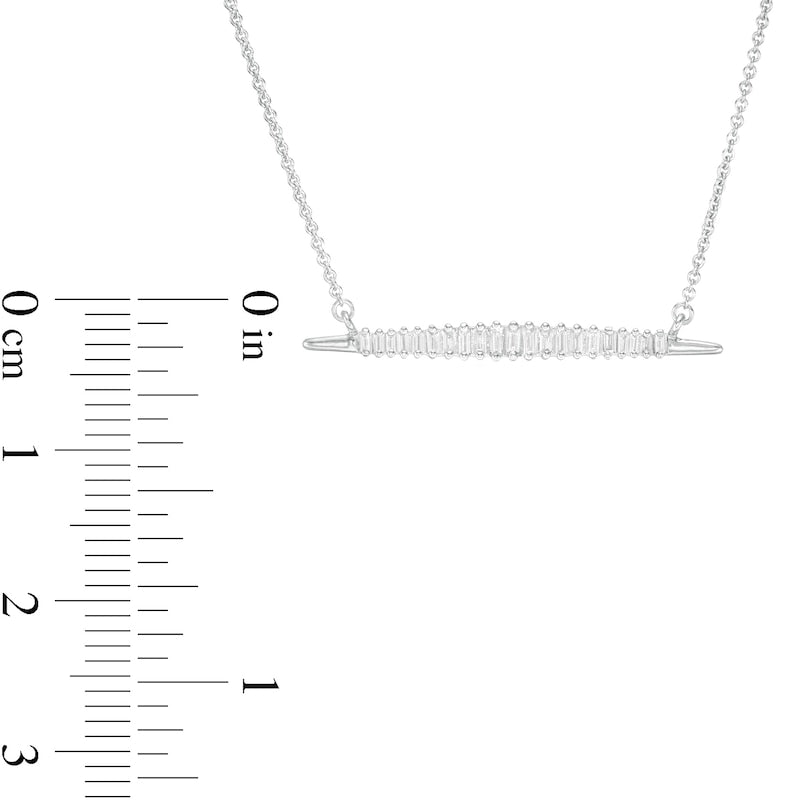 0.25 CT. T.W. Baguette Natural Diamond Horizontal Bar Necklace in 10K White Gold