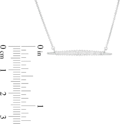 0.25 CT. T.W. Baguette Natural Diamond Horizontal Bar Necklace in 10K White Gold