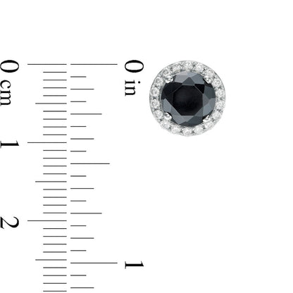 3.98 CT. T.W. Enhanced Black and White Diamond Frame Stud Earrings in 10K White Gold