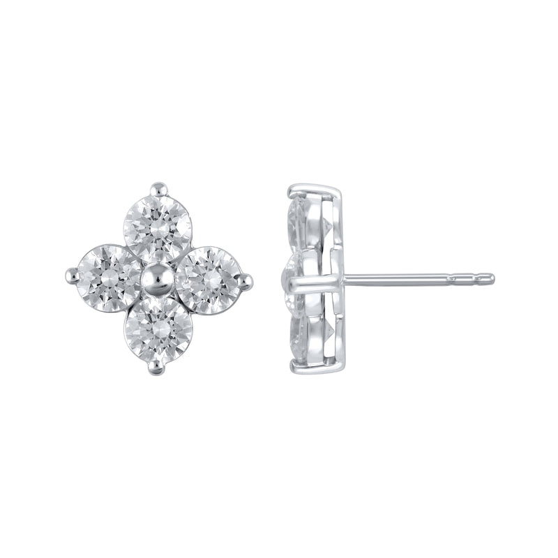 3 CT. T.W. Quad Diamond Stud Earrings in 14K White Gold