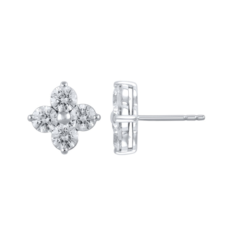 2 CT. T.W. Quad Diamond Stud Earrings in 14K White Gold