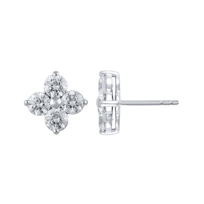 2 CT. T.W. Quad Diamond Stud Earrings in 14K White Gold