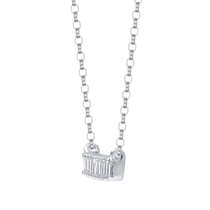 0.25 CT. T.W. Baguette Natural Diamond Bar Necklace in 10K White Gold