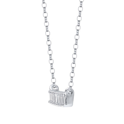 0.25 CT. T.W. Baguette Natural Diamond Bar Necklace in 10K White Gold