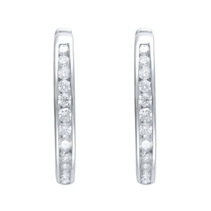 0.5 CT. T.W. Diamond Huggie Hoop Earrings in 10K White Gold