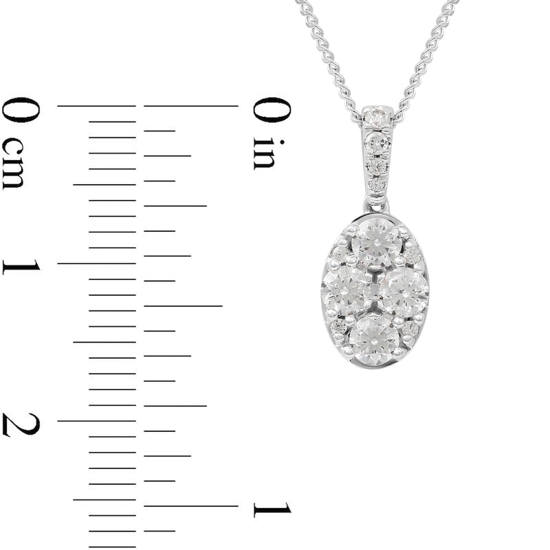 0.5 CT. T.W. Composite Oval Natural Diamond Pendant in 14K White Gold