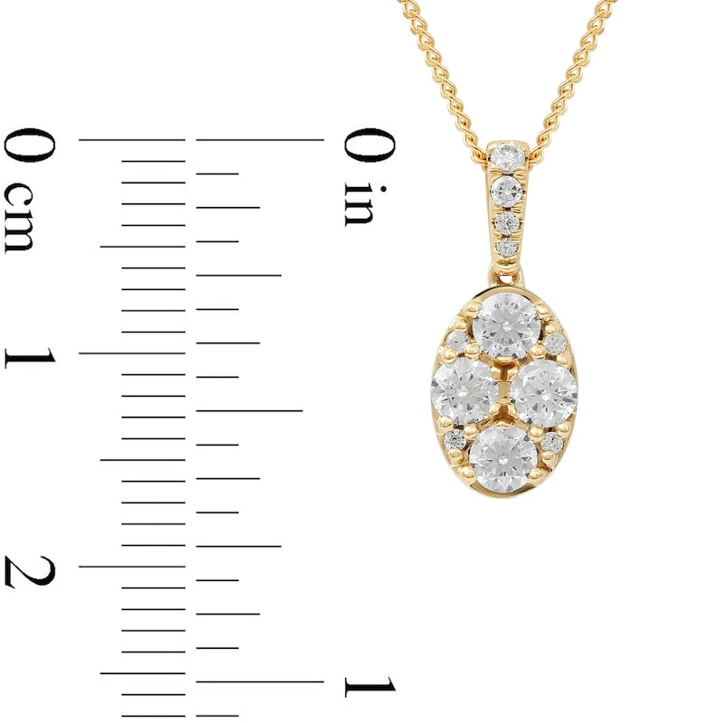 0.5 CT. T.W. Composite Oval Natural Diamond Pendant in 14K Gold