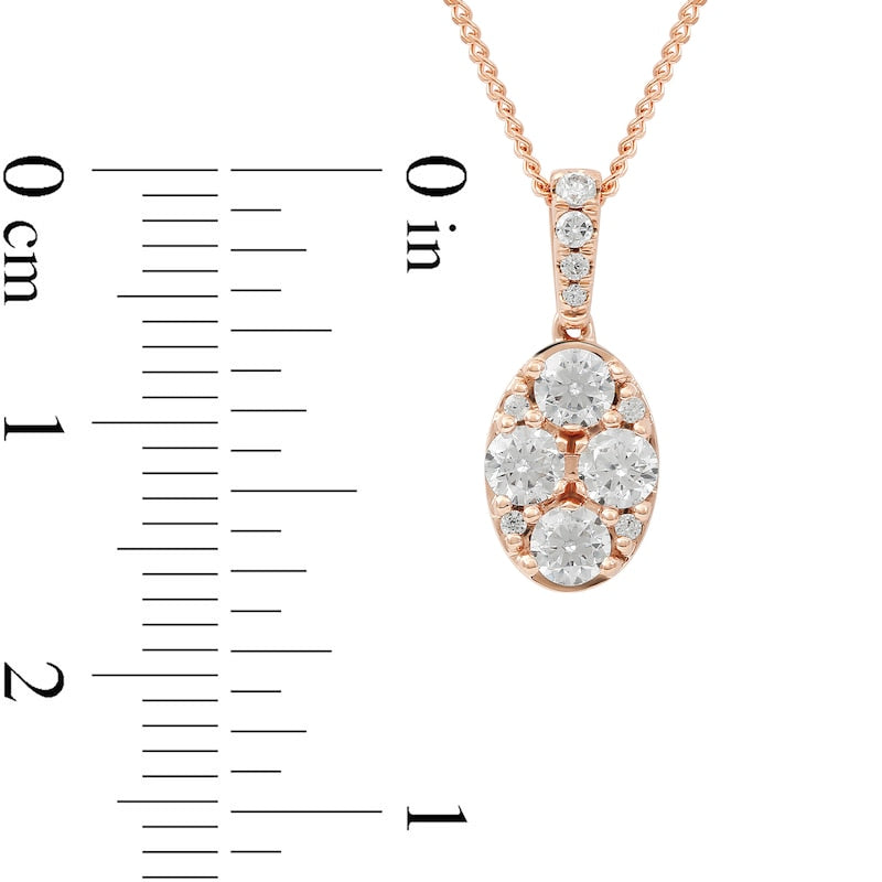 0.5 CT. T.W. Composite Oval Natural Diamond Pendant in 14K Rose Gold