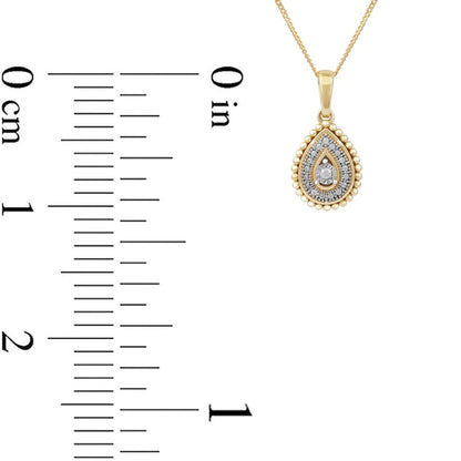 0.05 CT. T.W. Natural Diamond Teardrop Bead Frame Pendant in 10K Yellow Gold