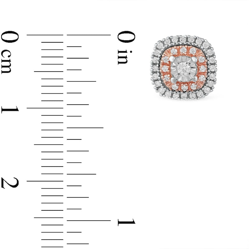 0.2 CT. T.W. Diamond Double Cushion Frame Stud Earrings in 10K Two-Tone Gold