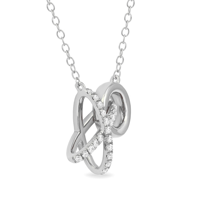0.17 CT. T.W. Natural Diamond XO" Necklace in Sterling Silver"