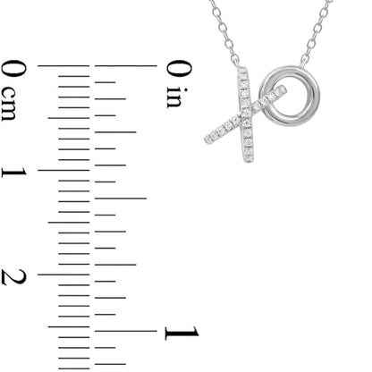 0.17 CT. T.W. Natural Diamond XO" Necklace in Sterling Silver"