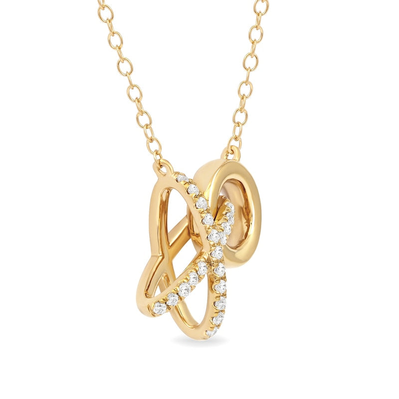 0.17 CT. T.W. Natural Diamond Interlocking XO" Necklace in Sterling Silver with 14K Gold Plate"