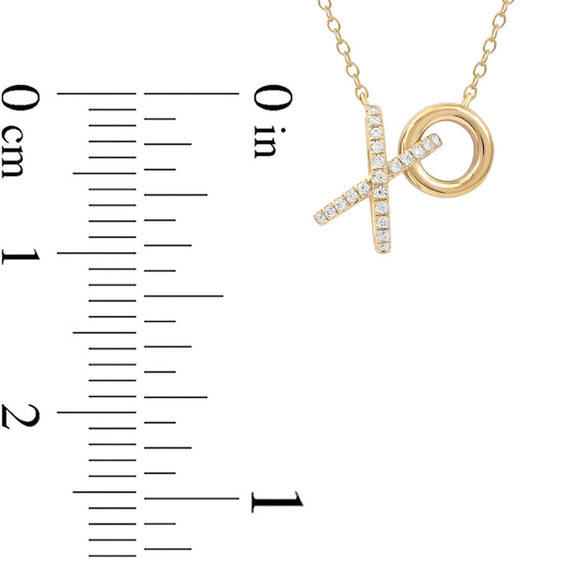 0.17 CT. T.W. Natural Diamond Interlocking XO" Necklace in Sterling Silver with 14K Gold Plate"