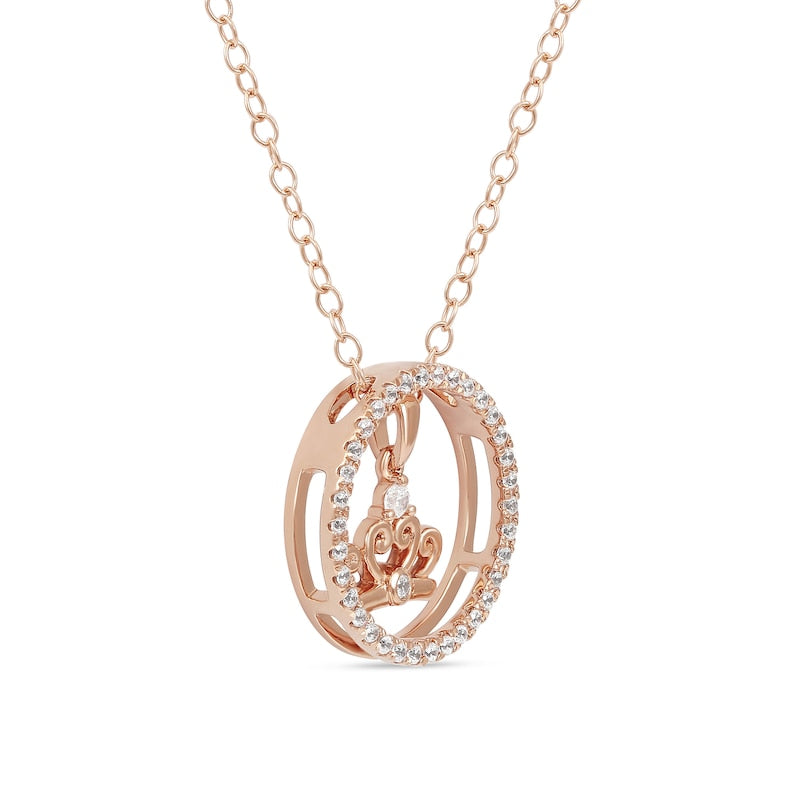 0.2 CT. T.W. Natural Diamond Circle with Crown Pendant in Sterling Silver with 14K Rose Gold Plate