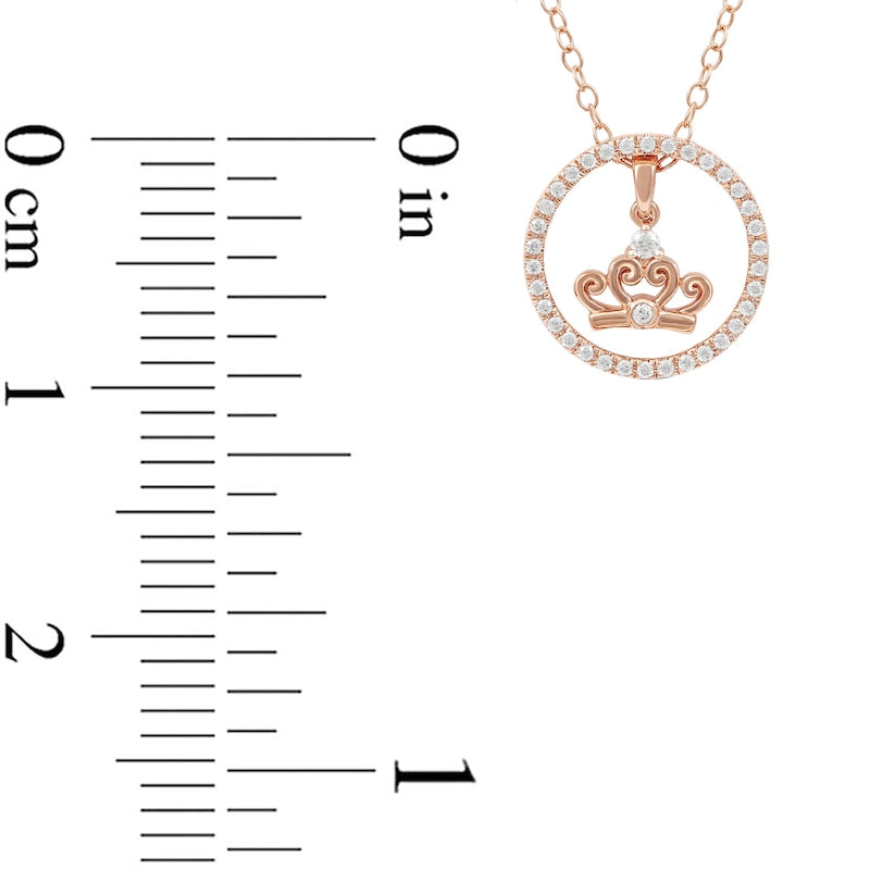 0.2 CT. T.W. Natural Diamond Circle with Crown Pendant in Sterling Silver with 14K Rose Gold Plate