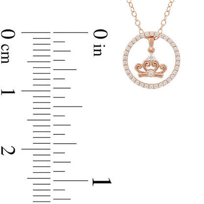 0.2 CT. T.W. Natural Diamond Circle with Crown Pendant in Sterling Silver with 14K Rose Gold Plate