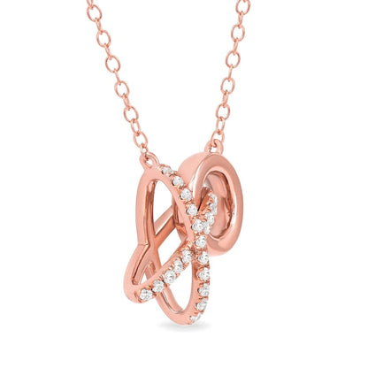 0.17 CT. T.W. Natural Diamond Interlocking XO" Necklace in Sterling Silver with 14K Rose Gold Plate"
