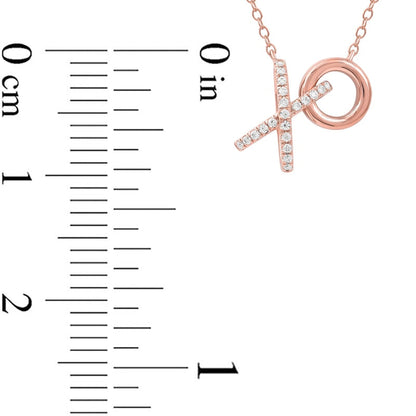 0.17 CT. T.W. Natural Diamond Interlocking XO" Necklace in Sterling Silver with 14K Rose Gold Plate"