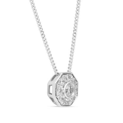 0.25 CT. T.W. Natural Diamond Octagonal Pendant in 10K White Gold
