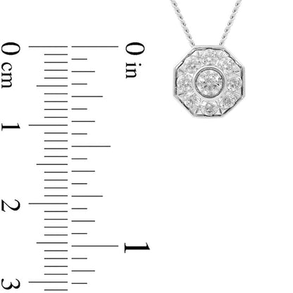 0.25 CT. T.W. Natural Diamond Octagonal Pendant in 10K White Gold