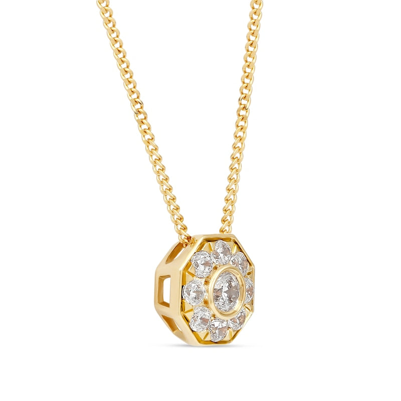 0.25 CT. T.W. Natural Diamond Octagonal Pendant in 10K Yellow Gold