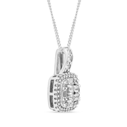 0.5 CT. T.W. Composite Cushion Natural Diamond Frame Pendant in 10K White Gold