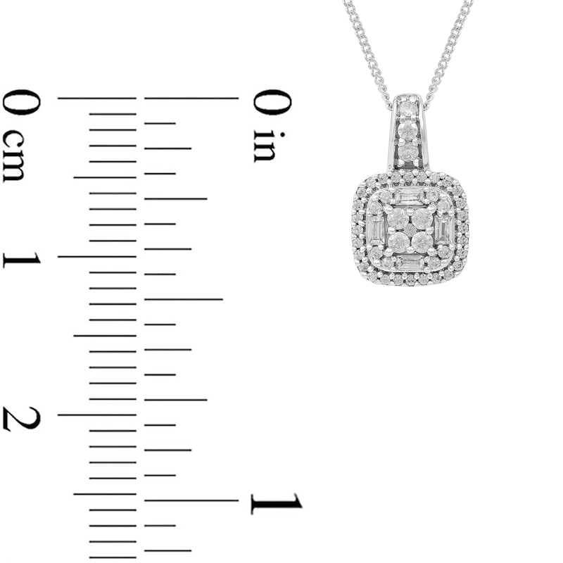 0.5 CT. T.W. Composite Cushion Natural Diamond Frame Pendant in 10K White Gold