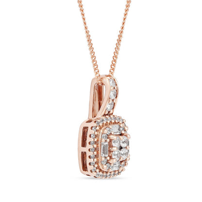 0.5 CT. T.W. Composite Cushion Natural Diamond Frame Pendant in 10K Rose Gold