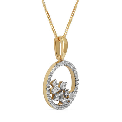 0.33 CT. T.W. Baguette and Round Natural Diamond Scatter Circle Pendant in 10K Yellow Gold