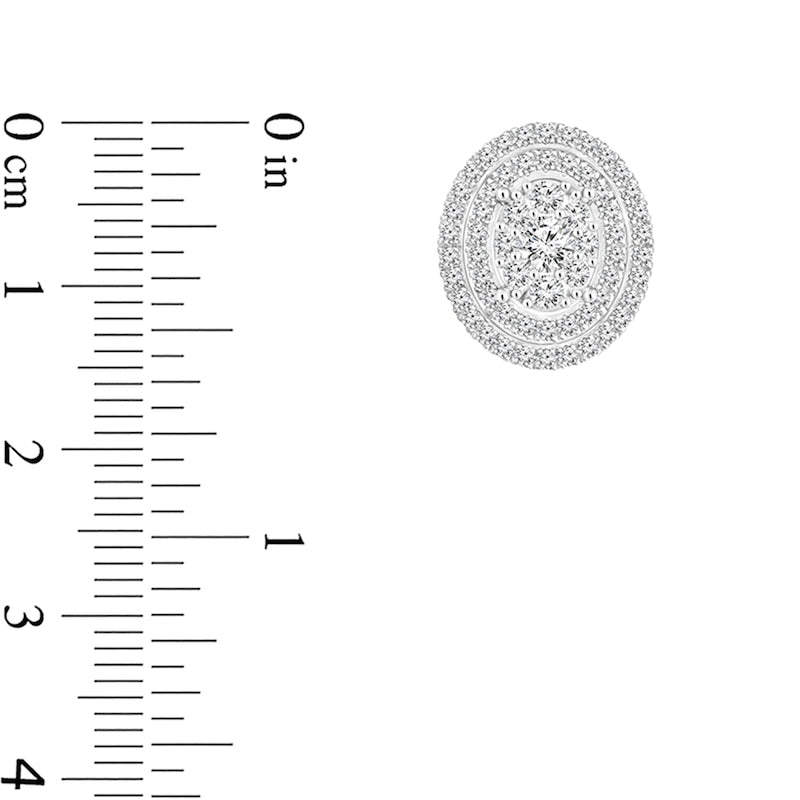 1.5 CT. T.W. Composite Diamond Double Oval Frame Stud Earrings in 10K White Gold