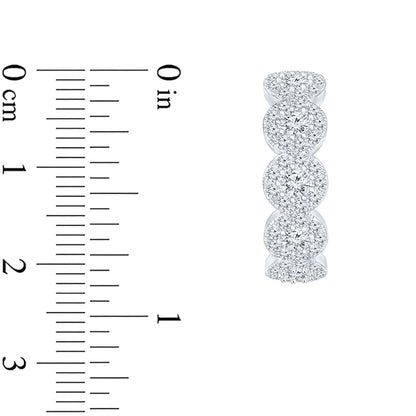 2 CT. T.W. Diamond Frame Five Stone Hoop Earrings in 10K White Gold